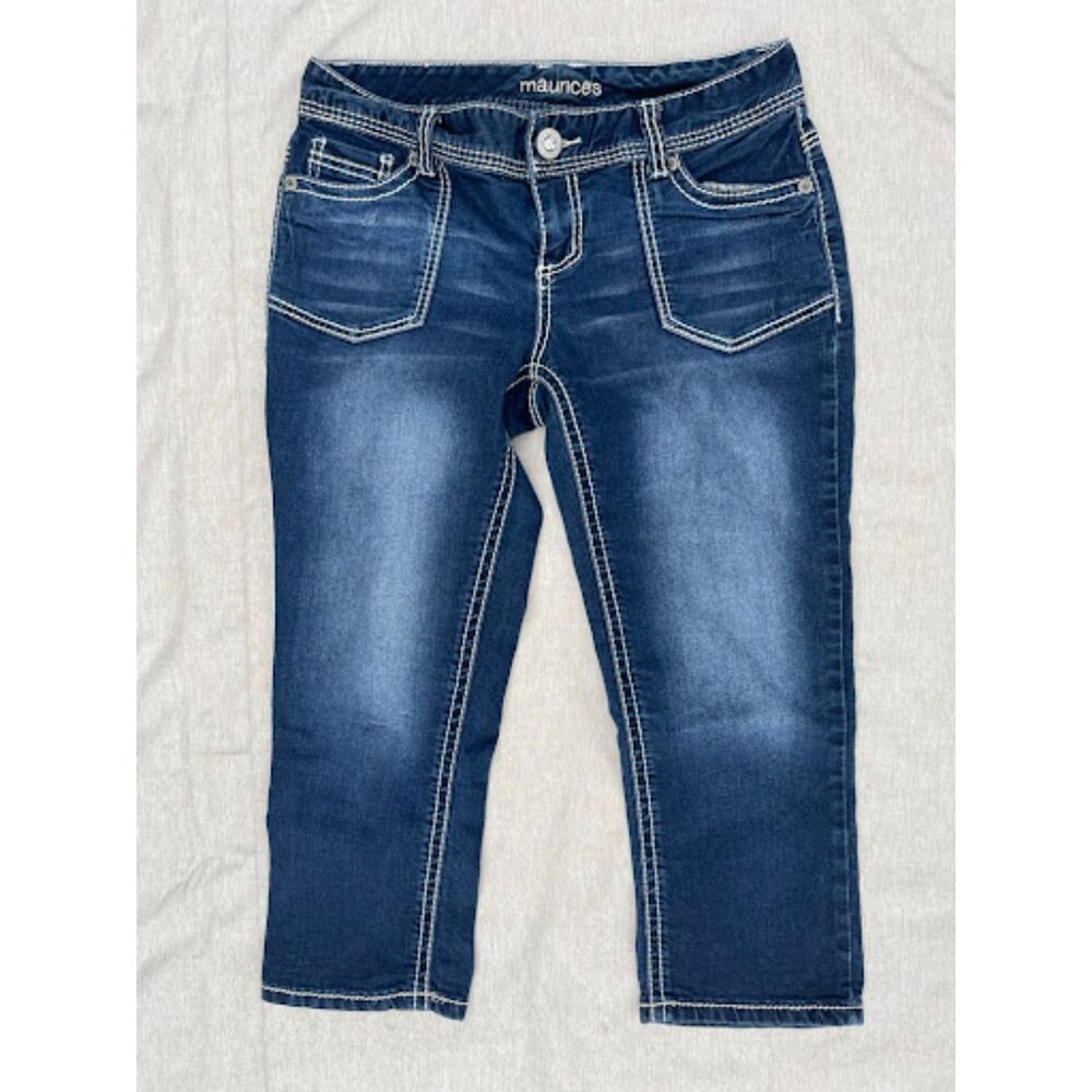 Maurices Thick Contrast Stitch Capris Size 7/8 Regular Stretch Denim Jeans